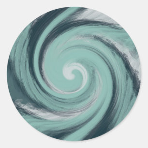 Sea Blue Green Ocean Storm Spiral Wave Classic Round Sticker