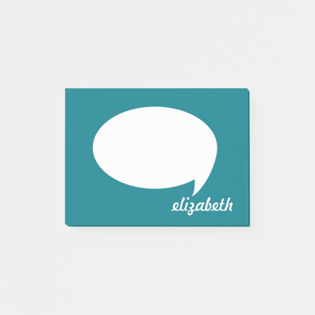 Sea Blue Talk Bubble Personalized Name Post-it Notes (Front)