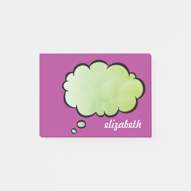 Sea Blue Talk Bubble Personalized Name Post-it Notes (Front)