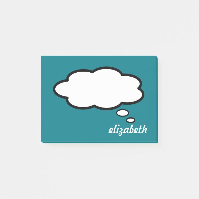 Sea Blue Talk Bubble Personalized Name Post-it Notes (Front)