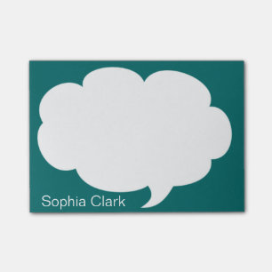 Sea Blue Talk Bubble Rounded Personalized Post-it Notes