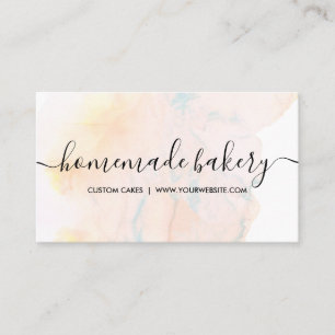 Sea Blue Teal Cream Simple Ombre Loyalty Bakery Business Card