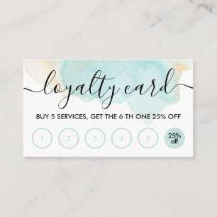Sea Blue Teal Simple Ombre Loyalty Bakery Business Card