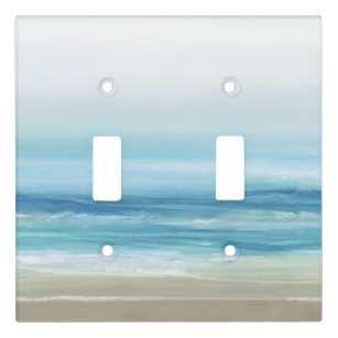 Sea Blue Watercolor Ocean Waves Coastal Beach  Light Switch Cover