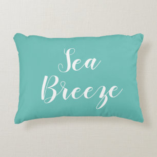Sea Breeze Beach Turquoise Script Accent Coussin