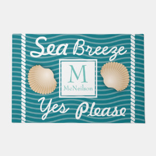 Sea Breeze Yes Please Seashells Personalized Doormat