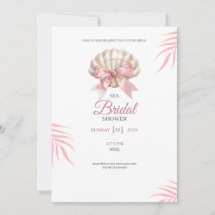 Sea bridal shower pink bridal shower invitation
