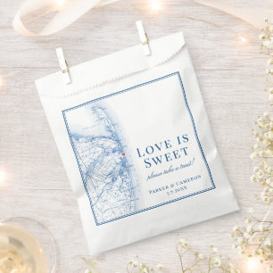Sea Bright New Jersey Elegant Map Wedding  Favour Bag
