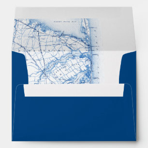Sea Bright New Jersey Map Navy Blue Wedding Envelope
