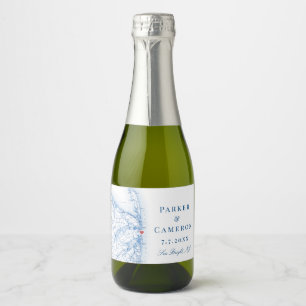 Sea Bright New Jersey Map Wedding Champagne Mini Sparkling Wine Label