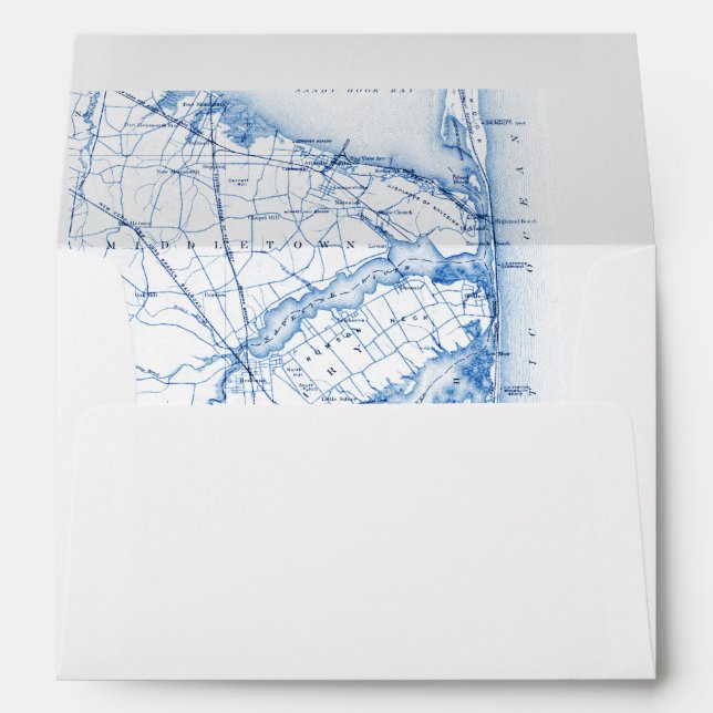 Sea Bright New Jersey Map White Wedding Envelope (Back (Bottom))