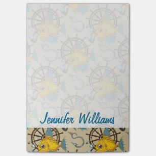 Sea Captain Fish Pattern   Add Your Name Post-it Notes