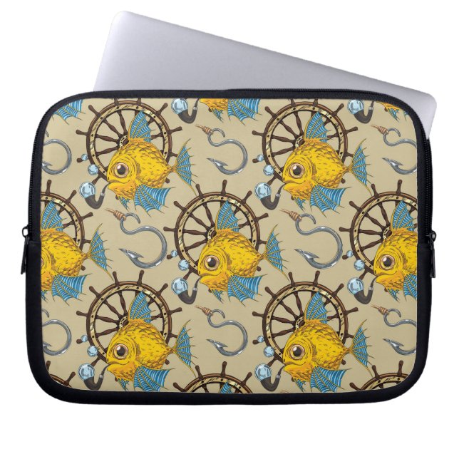 Sea Captain Fish Pattern Laptop Sleeve (Front)