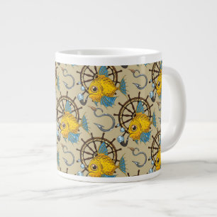 Sea Captain Fish Pattern Large Coffee Mug