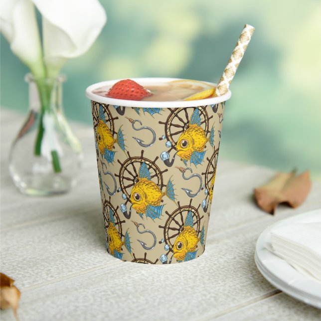 Sea Captain Fish Pattern Paper Cups (Insitu)