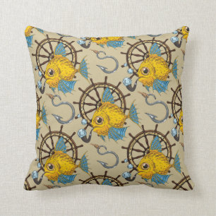 Sea Captain Fish Pattern Throw Pillow