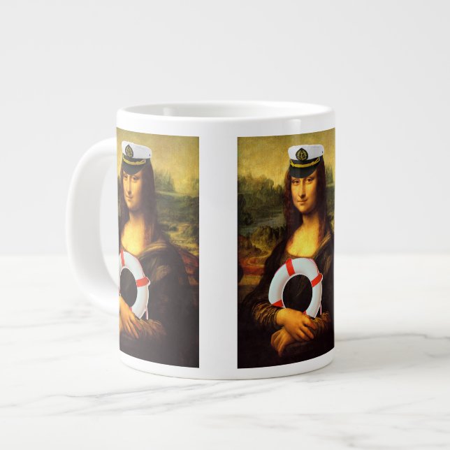 Sea Captain Mona Lisa Large Coffee Mug (Front Left)