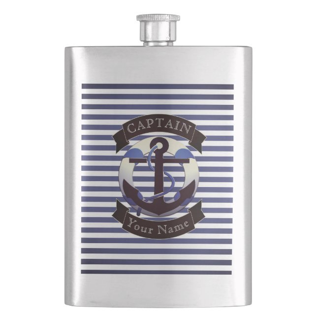 Sea captain sailor personalized hip flask (Front)