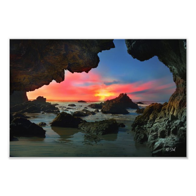 Sea Cave Sunset Leo Carrillo Beach Landscape Photo Print (Front)
