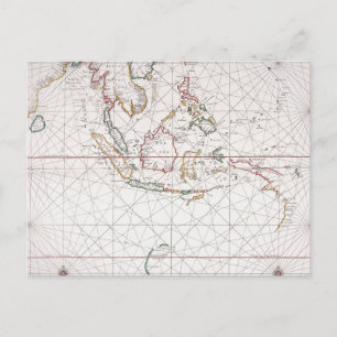 Sea chart East of India   Indonesia Postcard