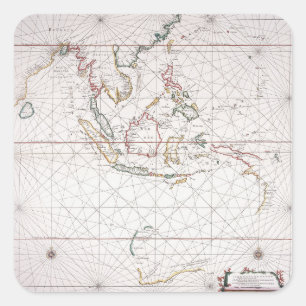 Sea chart East of India Indonesia Square Sticker