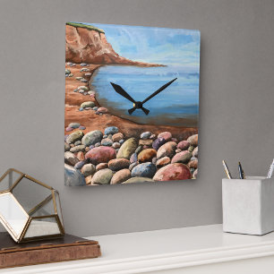 Sea Coast Rocky CLIFFS SEASHORE Relaxing Bright Square Wall Clock