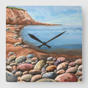 Sea Coast Rocky Cliffs Square Wall Clock