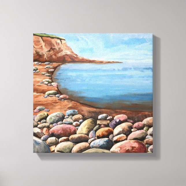 Sea coast shoreline rocks ocean canvas print (Front)