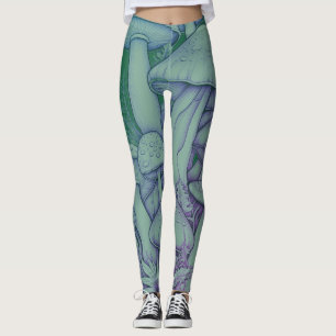Sea Coloured Mushrooms All Over Customized Modern Leggings