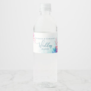Sea Coral Reef Watercolor Water Bottle Label