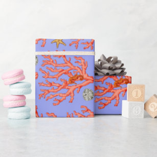Sea coral, Sand dollar and starfish Wrapping Paper