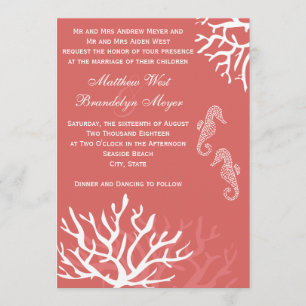Sea Coral Seahorse Wedding Invitations