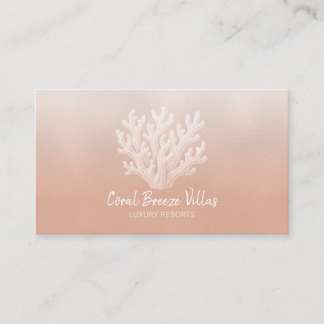 Sea Coral Silhouette | Lt Coral Business Card (Front)