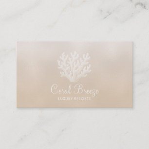 Sea Coral Silhouette   Lt Sand Pearl Business Card