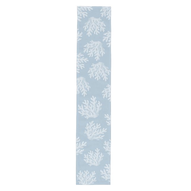 Sea Coral Silhouette | Misty Blue Medium Table Runner (Front)