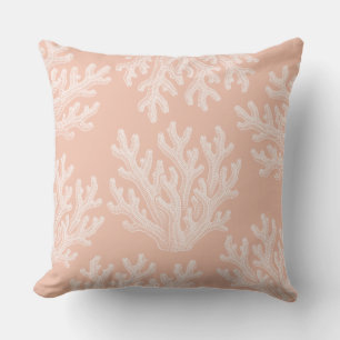 Sea Coral Silhouette   Salmon Coral Throw Pillow