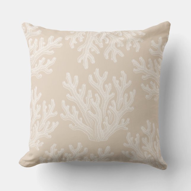 Sea Coral Silhouette | Sunkissed Sand Throw Pillow (Front)
