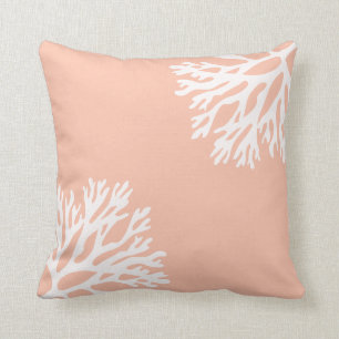 Sea Coral Silhouettes (Light Coral) Throw Pillow