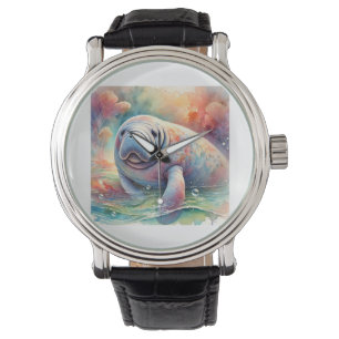 Sea Cow Manatee 131024AREF116 - Watercolor Watch