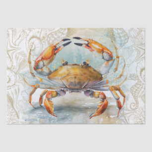 Sea Crab Shell Watercolor Tissue Paper