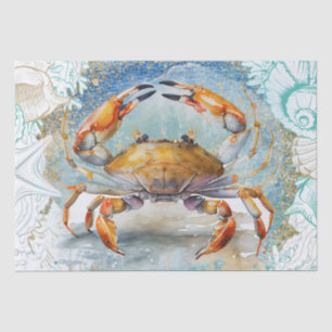 Sea Crab Shell Watercolor Tissue Paper