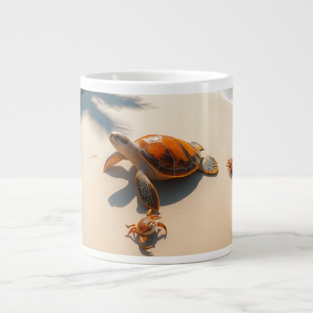 Sea  Crabs on Tropical Beach – Serene Ocea Large Coffee Mug (Front)