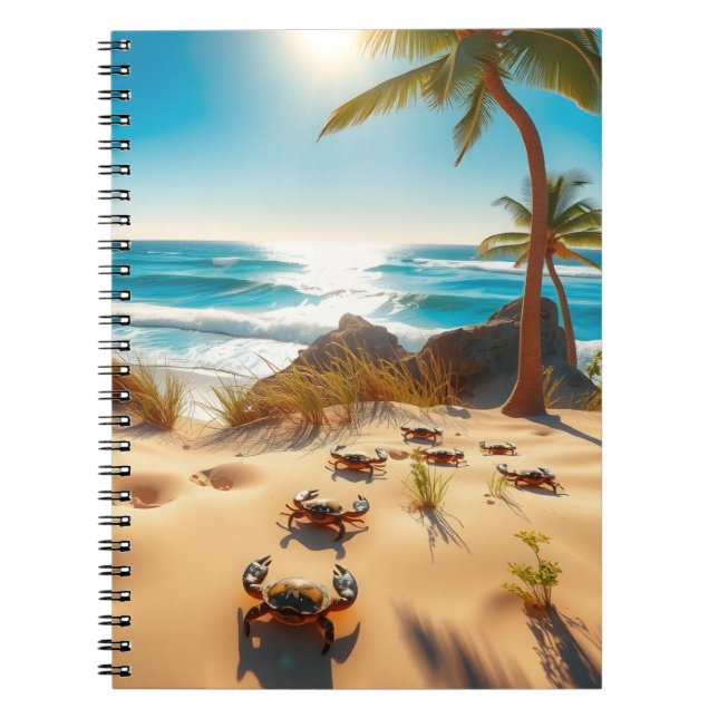 Sea  Crabs on Tropical Beach – Serene Ocea Notebook (Front)