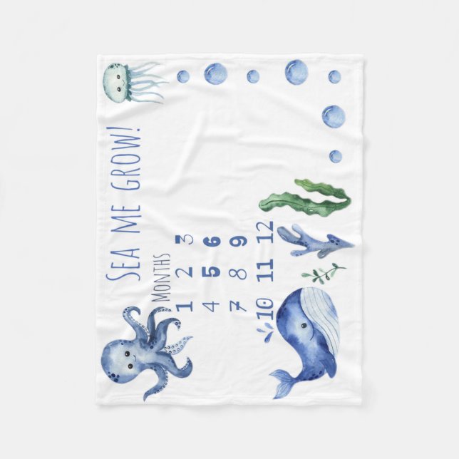 Sea creature baby month blanket (Front)