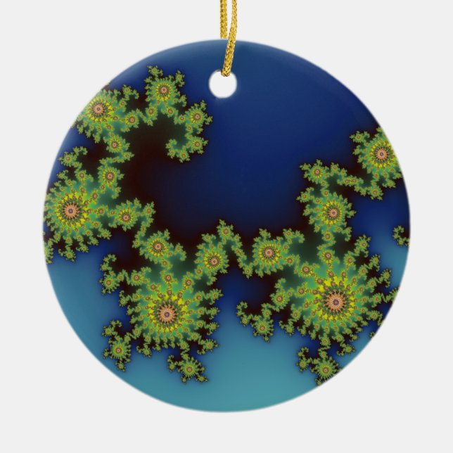 Sea Creature Christmas fractal Ceramic Ornament (Front)