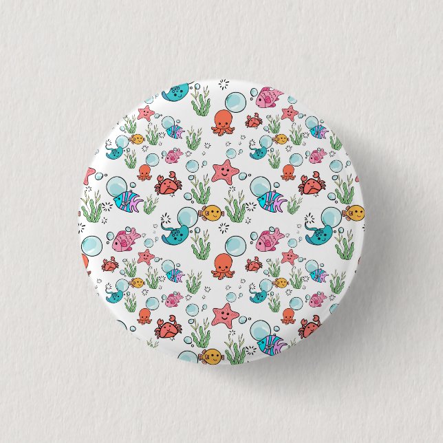 Sea creature gift, sea creature  1 inch round button (Front)