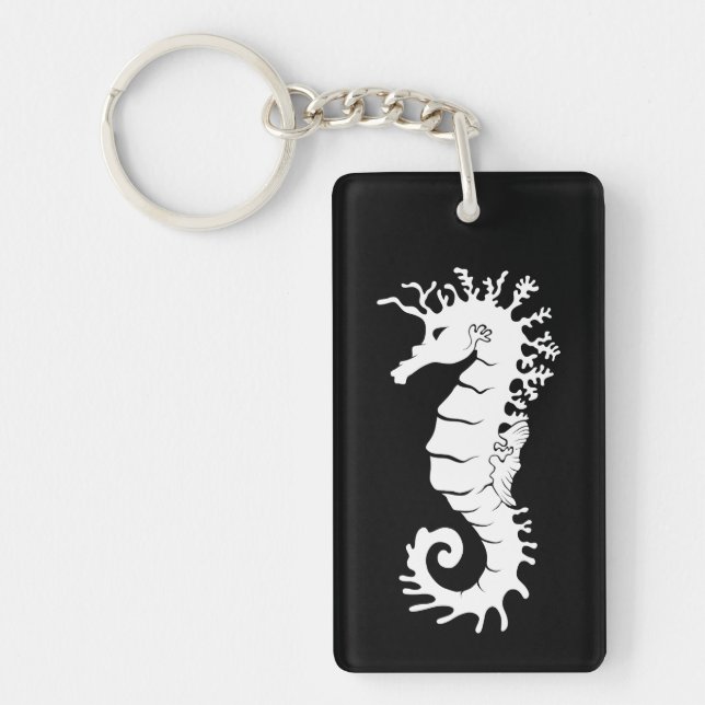 Sea Creature Silhouette - Seahorses Keychain (Front)