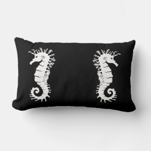 Sea Creature Silhouette - Seahorses Lumbar Pillow