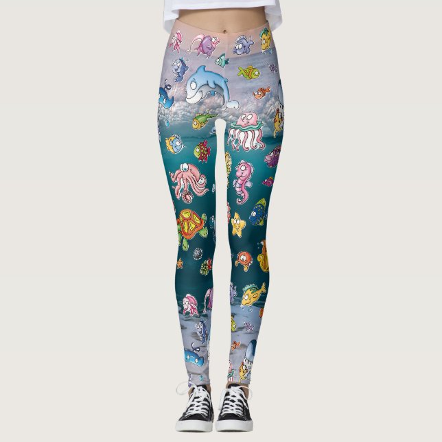 Sea Creatures Artsy  Leggings (Front)