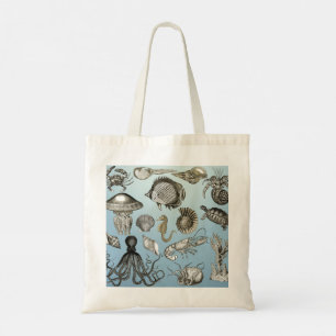Sea Creatures from Ernst Haeckel Print Tote Bag